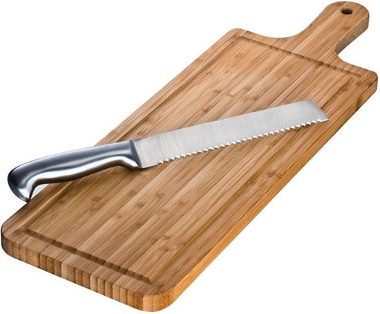 Obrazek Bambusowa deska do krojenia z nożem