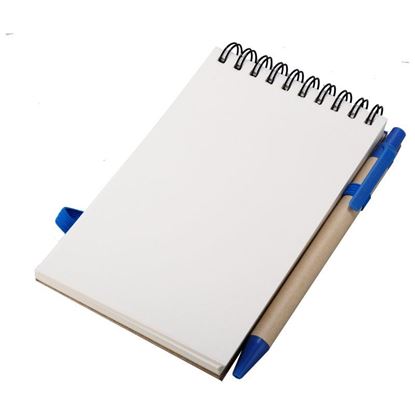 Obrazek Notes eco 90x140/70k gładki z długopisem, niebieski/beżowy 